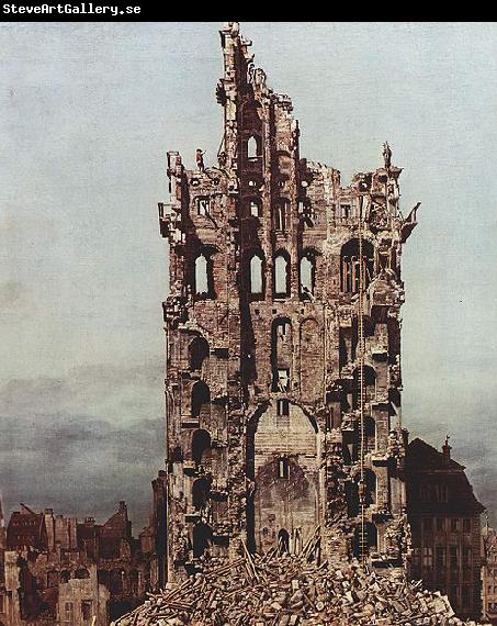 Bernardo Bellotto Ansicht von Dresden, Die Ruine der Kreuzkirche, von Osten aus gesehen